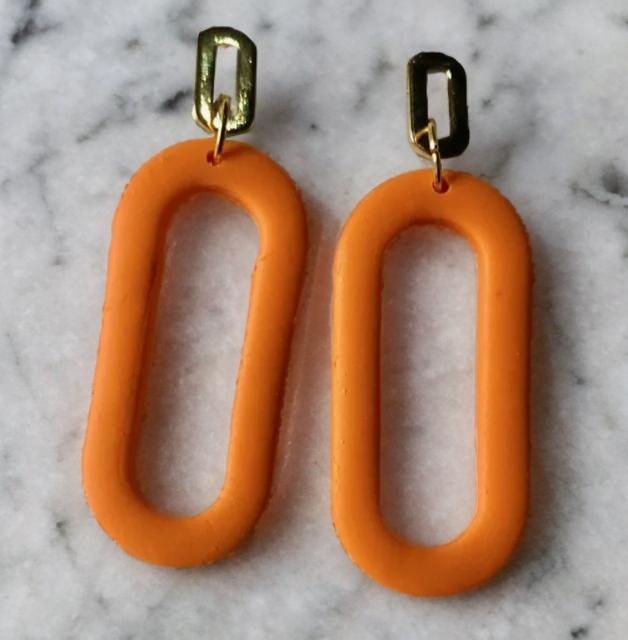Bright Orange & Gold Earrings