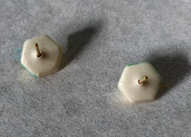 Green and White Stud Earrings