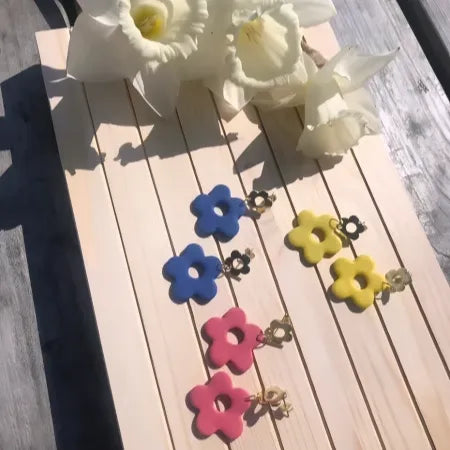 Pink Flower Statement Earrings