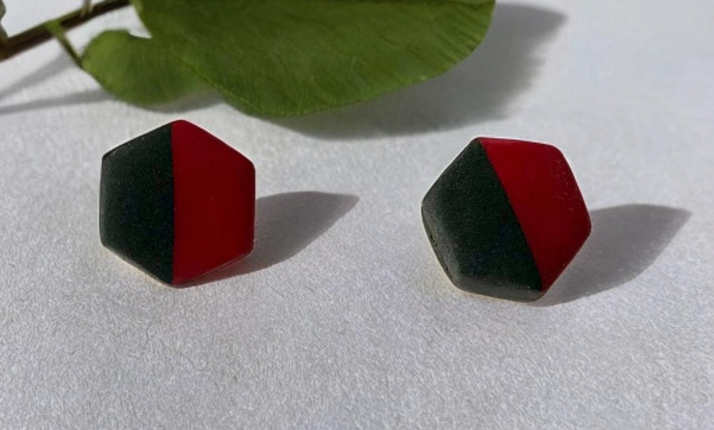 Red and Black Fenagh Stud Earrings