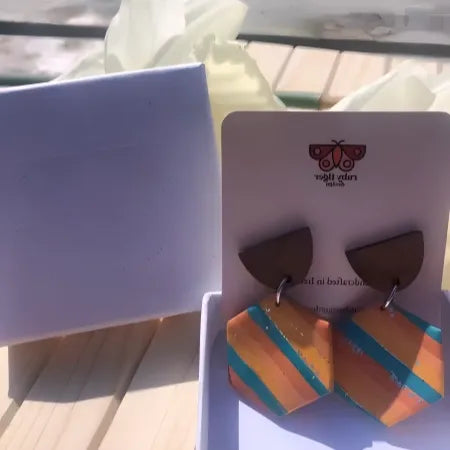 Mid Century Style Hexagon Earrings