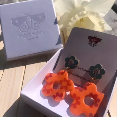 Orange Flower Statement Earrings