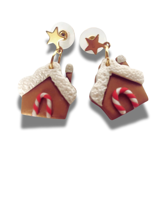 Gingerbread House Christmas Earrings