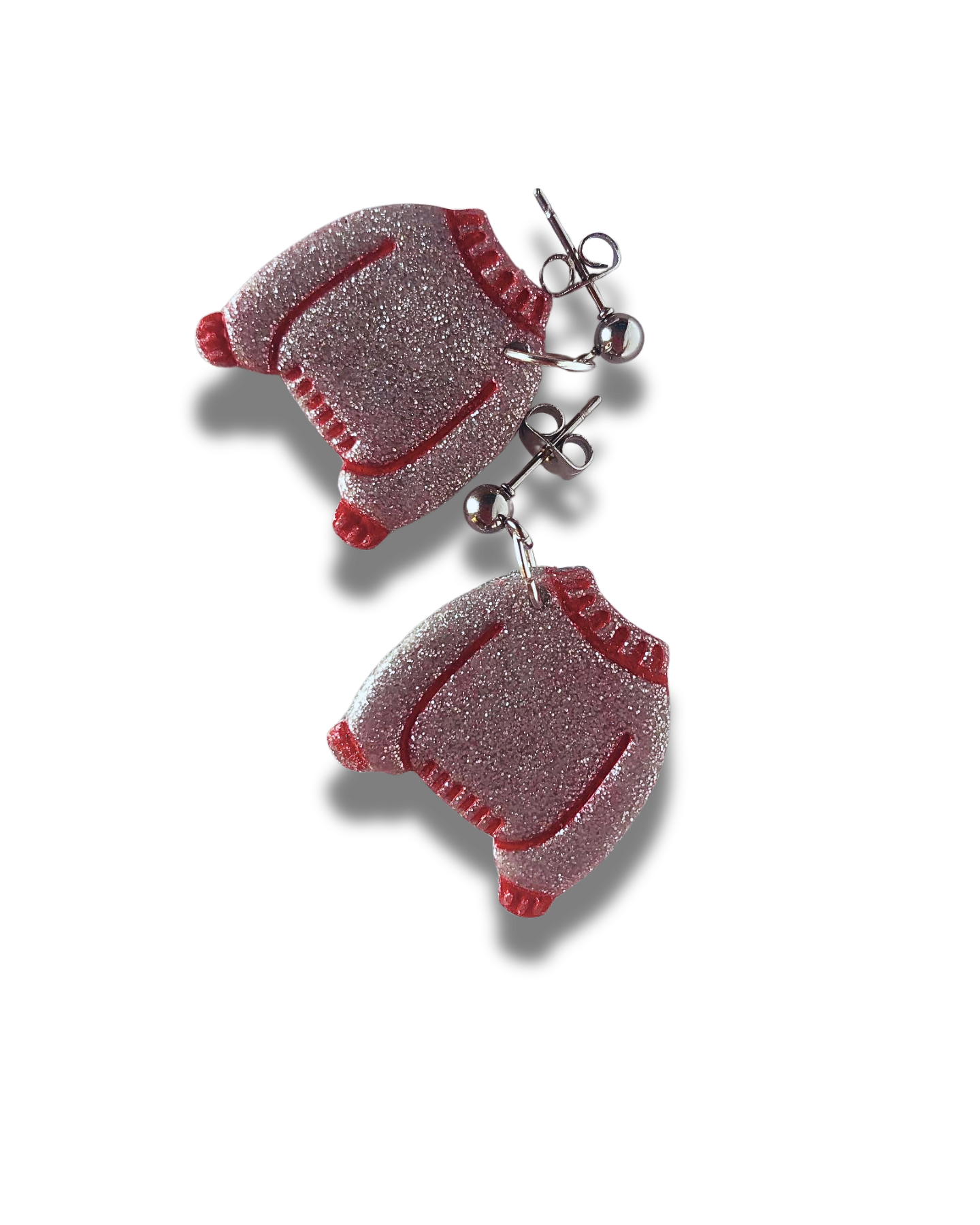 Silver Glitter & Red Christmas Jumper Earrings