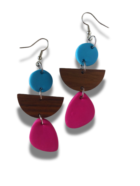 Bright Blue & Vibrant Pink Earrings