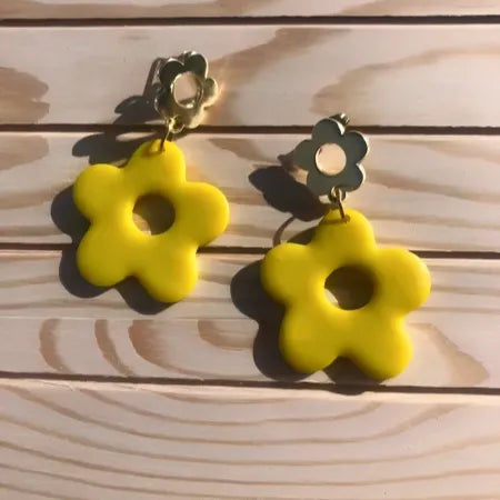 Yellow Flower Earrings
